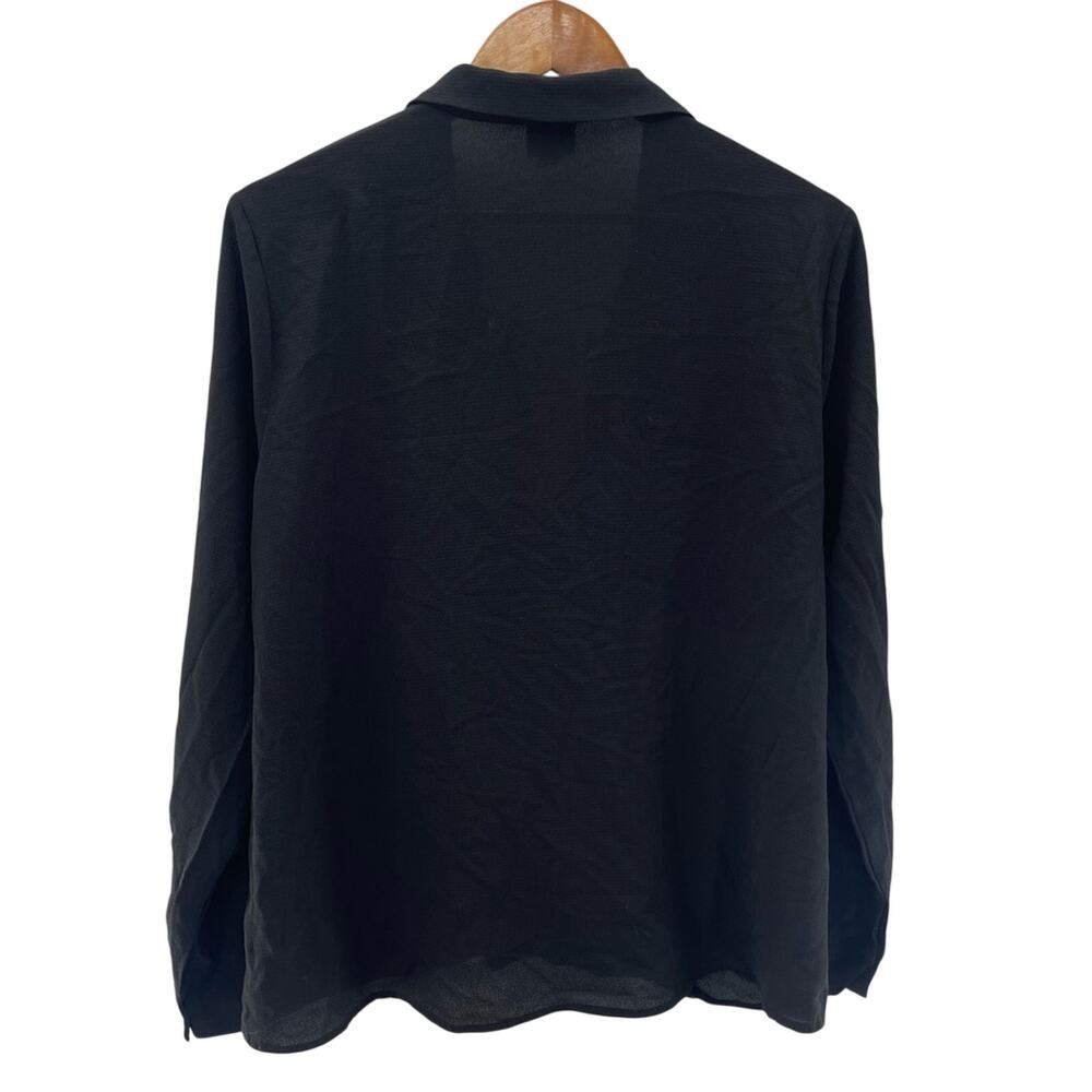 Evereve Peyton Jensen Harlow Lightweight Black Collared Surplice Blouse Size XL - Picture 7 of 10